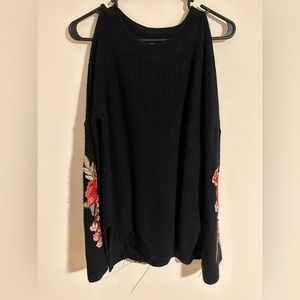 Charlotte Russe Embroidered Sleeve Sweater